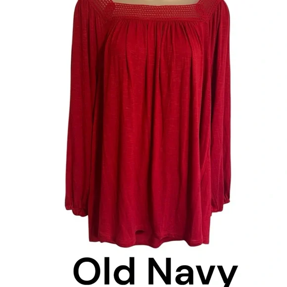 NWT Old Navy Red Crochet Square-Neck Peasant Top SIZE: 2X #K - Picture 2 of 12